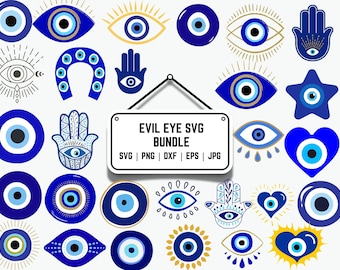 Evil Eye SVG Bundle: Ojo Turco, Hamsa, Clipart (Digital Download)