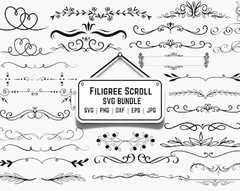 Filigree Scroll SVG: Laser Engraving Design, Flourish Border (Digital Download)
