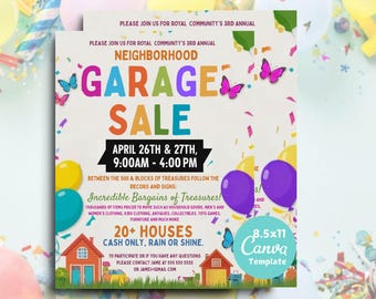 Editable Garage Flyer Template, Community Event Poster (8.5x11) (Digital Download)