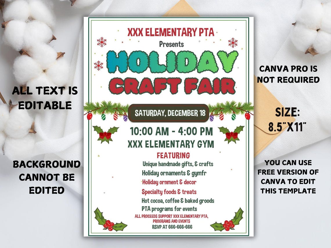 Craft Show Flyer Examples Holiday Craft Fair Flyer Template: Christmas Market Vendor Poster ...