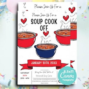 Soup Cook Off Flyer, Soup Potluck Cookoff Annual Soup Cook Off Competition Flyer Editable Printable-Instant Download Now