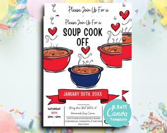 Soup Cook-Off Flyer: Editable Potluck Competition Template (8.5x11, Digital Download