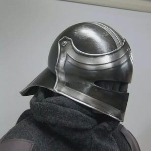 Blackened 18 Gauge Steel Medieval Dark knight Sallet Helmet
