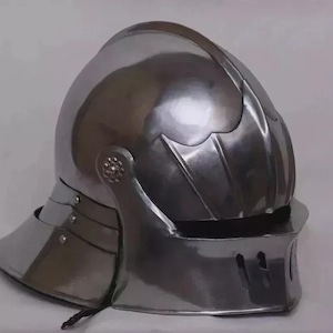 18 Gauge Steel Larp Medieval Sallet Helmet Knight Armor Helmet Replica