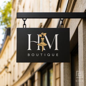Custom Boutique Blade Sign | Hanging Steel Logo Sign For Fashion Store | Double Sided Outdoor Wall Mounted Metal Display For Shop Front