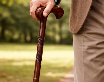 Classic Twisted Derby Wooden Walking Stick – 2 Piece Detachable Cane