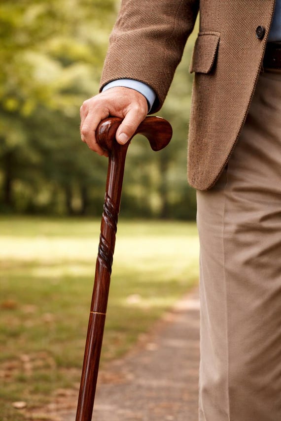 Classic Twisted Derby Wooden Walking Stick – 2 Piece Detachable Cane