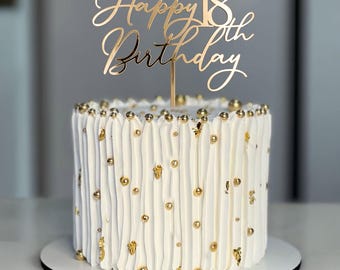 Geburtstag Cake Topper Custom Age Acryl Gold  Tortendeko für Geburtstagsparty