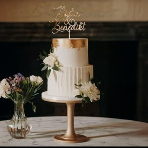 Hochzeits Tortendeko Personalisiert tortenstecker gold deko für Hochzeitstorte Bild 2