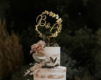Gold Initial Caketoppers  Tortendeko Hochzeit Tortenstecker Holz