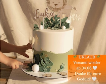 Matt Löwe Cake Topper Set, Safari Geburtstag Deko, Löwen Konfetti