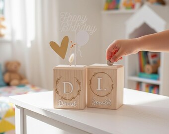 Geschenk Kinder matt Spardose mit Namen personalisiert zur Taufe, Geschenkidee Geburtstag