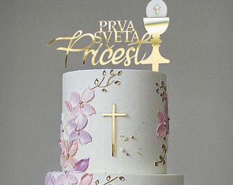 Kommunion Tortendeko Set Gold  Cake Topper Erstkommunion Name,Tortenaufsatz zur Kommunion