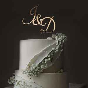 Initial Hochzeit Gold Cake Topper Tortendeko für rustikale Hochzeitstorte Hochzeitsdekorationen Tortenaufsatz