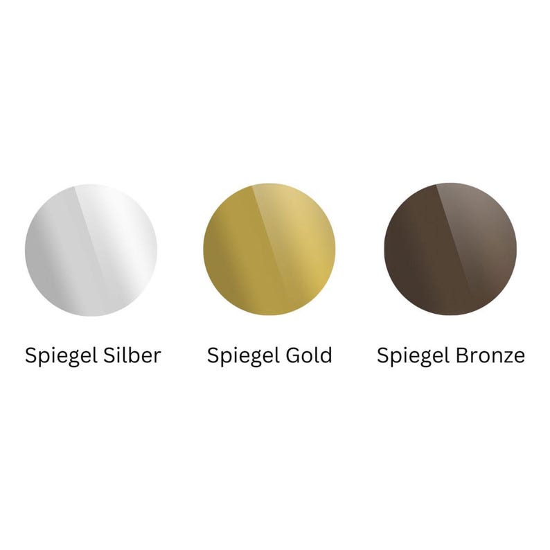 Spiegelacryl in Silber, Gold und Bronze als Materialauswahl für personalisierte Tortenstecker und Tortendeko zur Taufe, Kommunion und Firmung.