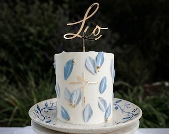 Cake Topper Taufe Tortenaufsatz Tortenstecker personalisiert Name Taube Acryl Gold Tauftorte Deko zur Konfirmation