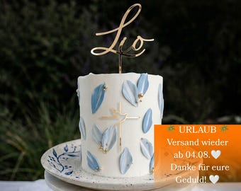 Cake Topper Taufe Tortenaufsatz Tortenstecker personalisiert Name Taube Acryl Gold Tauftorte Deko zur Konfirmation