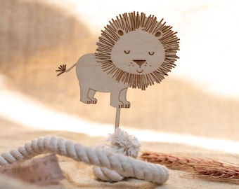 Löwe Cake Topper Boho Safari Dschungel Holzdeko Kindergeburtstag Tortendeko  Deko Jungle Party Geburtstag