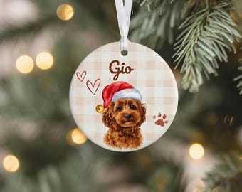Hund Weihnachtsdeko,personalisiertes Foto-Ornament matt,Hunde Andenken ,Welpen-Anhänger,Weihnachtsbaumschmuck, Haustier Geschenk