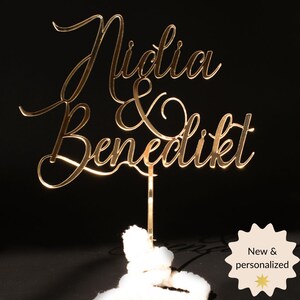 Hochzeits Tortendeko Personalisiert tortenstecker gold deko für Hochzeitstorte Bild 3