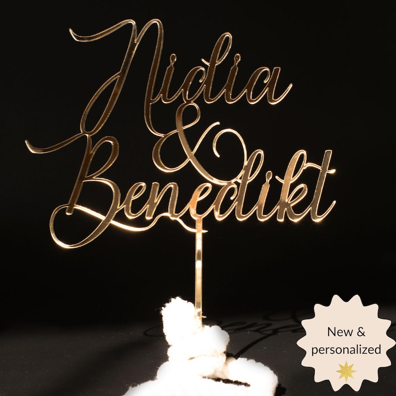 Hochzeits Tortendeko Personalisiert tortenstecker gold deko für Hochzeitstorte Bild 3