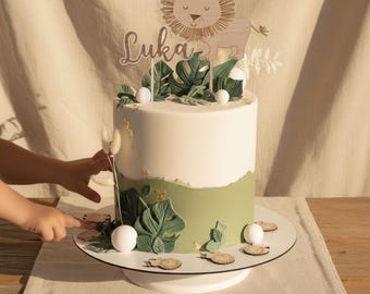 Matt Löwe Cake Topper Set, Safari Geburtstag Deko, Löwen Konfetti