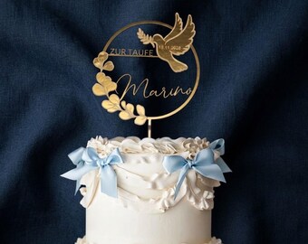 Caketopper Taufe Tortendeko Kommunion Firmung tortenstecker, Erstkommunion Cake topper Gold