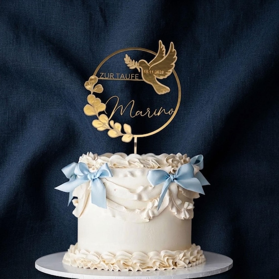 Caketopper Taufe Tortendeko Kommunion Firmung tortenstecker, Erstkommunion Cake topper Gold