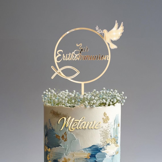 Gold Zur Kommunion Cake Topper Set,zur Firmung  aus goldenem Acryl,Erstkommunion