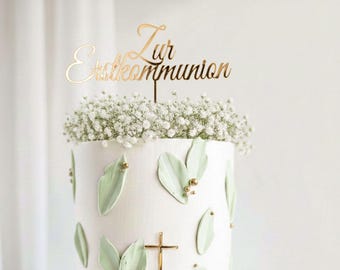 Gold Cake Topper Taufe, Zur Kommunion, Konfirmation, heilige Feste nach Wünsch