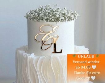 Initial Hochzeitstorte Topper Gold Tortendeko für rustikale Hochzeit Hochzeitsdekorationen Tortenaufsatz,Vintage Tortenstecker