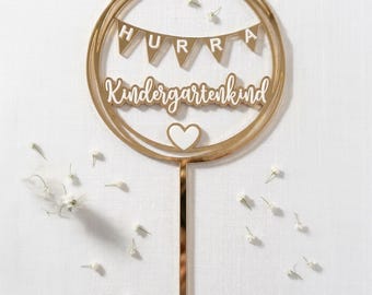 Gold Schulkind Caketopper,Kindergarten Kind,Einschulung Tortendeko,Schulanfang Tortenaufsat