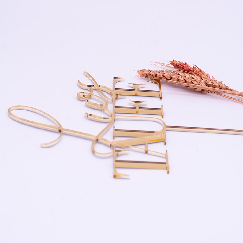 Cake Topper Set zur Taufe mit Namen, Tauftorte Deko aus Holz oder Acryl Gold image 8