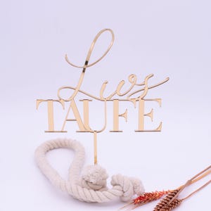 Cake Topper Set zur Taufe mit Namen, Tauftorte Deko aus Holz oder Acryl Gold image 5