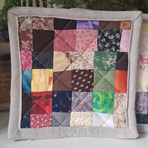 Patchwork Quilted Pot Holders | Handmade Hot Pads | Farmhouse Kitchen Decor | Quilted Trivets | Cottagecore Kitchen Gift