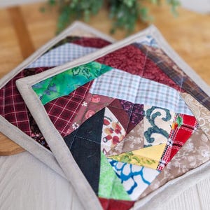 Agarradera acolchada de retazos - Agarradera de patchwork hecha a mano - Decoración de cocina rústica