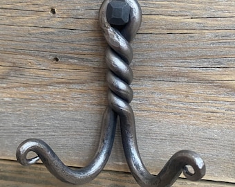 Jumbo Double Twisted Hook - Blacksmith Made and Hand Forged