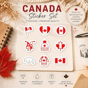 Kanadensiska klistermärken – Maple Leaf, Flag, Björndesigner