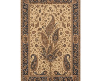 Paisley Area Rug, Traditional Oriental Polyester Chenille, Vintage Pattern Home Decor
