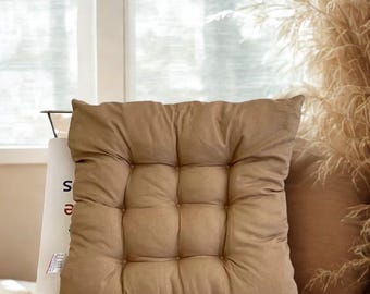 Linen Pearl Cotton Tufted Floor Cushion, Backrest Support Pillow