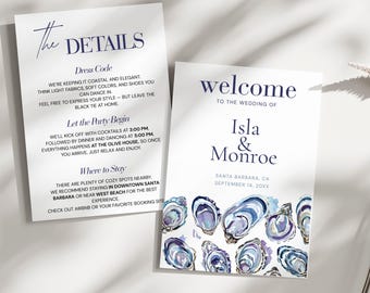 Coastal Wedding Invitation Template: Elegant Beach Theme (Digital Download, Editable in Canva)