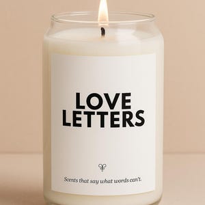 Vela com aroma de cera de soja e letras de amor, presente para ela, decoração romântica para casa, vela de afirmação, estética minimalista