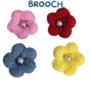 Crochet Flower Brooch, Handmade Floral Pin,  Colorful Yarn Brooch for Women, Cute Gift Accesories