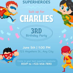 Superhero birthday invitation