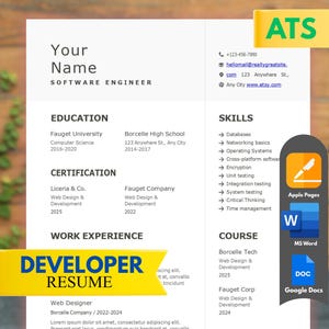Software Engineer Lebenslaufvorlage: ATS-Optimiertes Anschreiben & Referenzen (Digitaler Download)