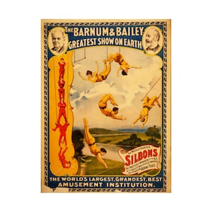 Vintage Circus Barnum & Bailey Replica, Fine Art Museum Grade Archival Satin Print, 32&quot; X 24&quot;