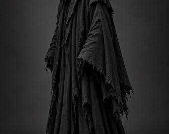 Handmade Grim Reaper Hooded Cloak, Gothic LARP Costume, Distressed Black Phantom Cape  Halloween Cosplay Medieval LARP Handmade Phantom