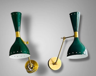 Handmade Brass Diabolo Wall Sconce Pair – Mid Century Modern Light Fixture