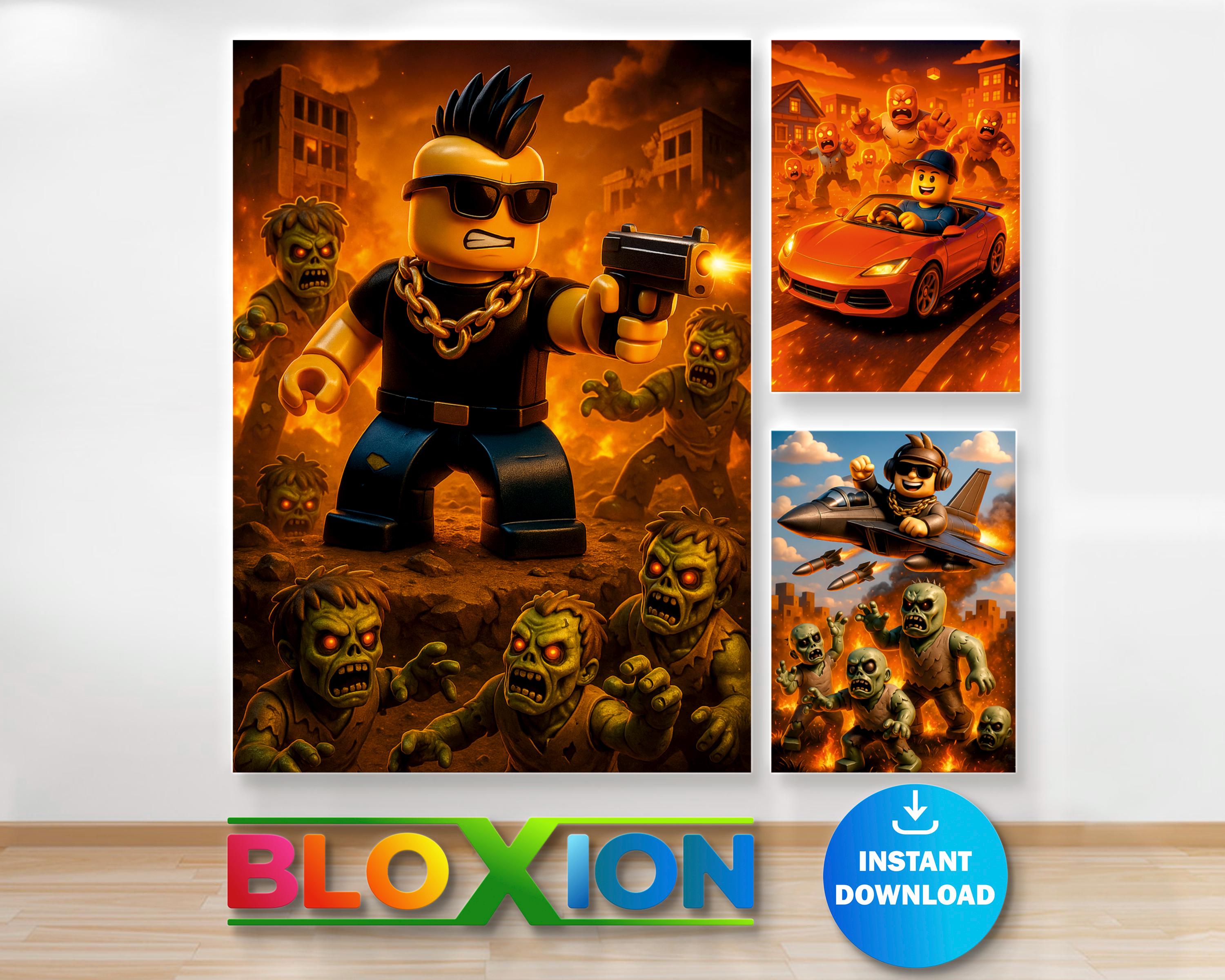 Roblox Zombie Poster Set: Gamer Room Decor (digital Download, A1