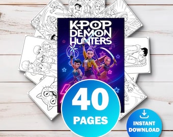 KPOP-kleurboek demonenjagers | 40 pagina's animemeisje | A4-pdf direct downloaden